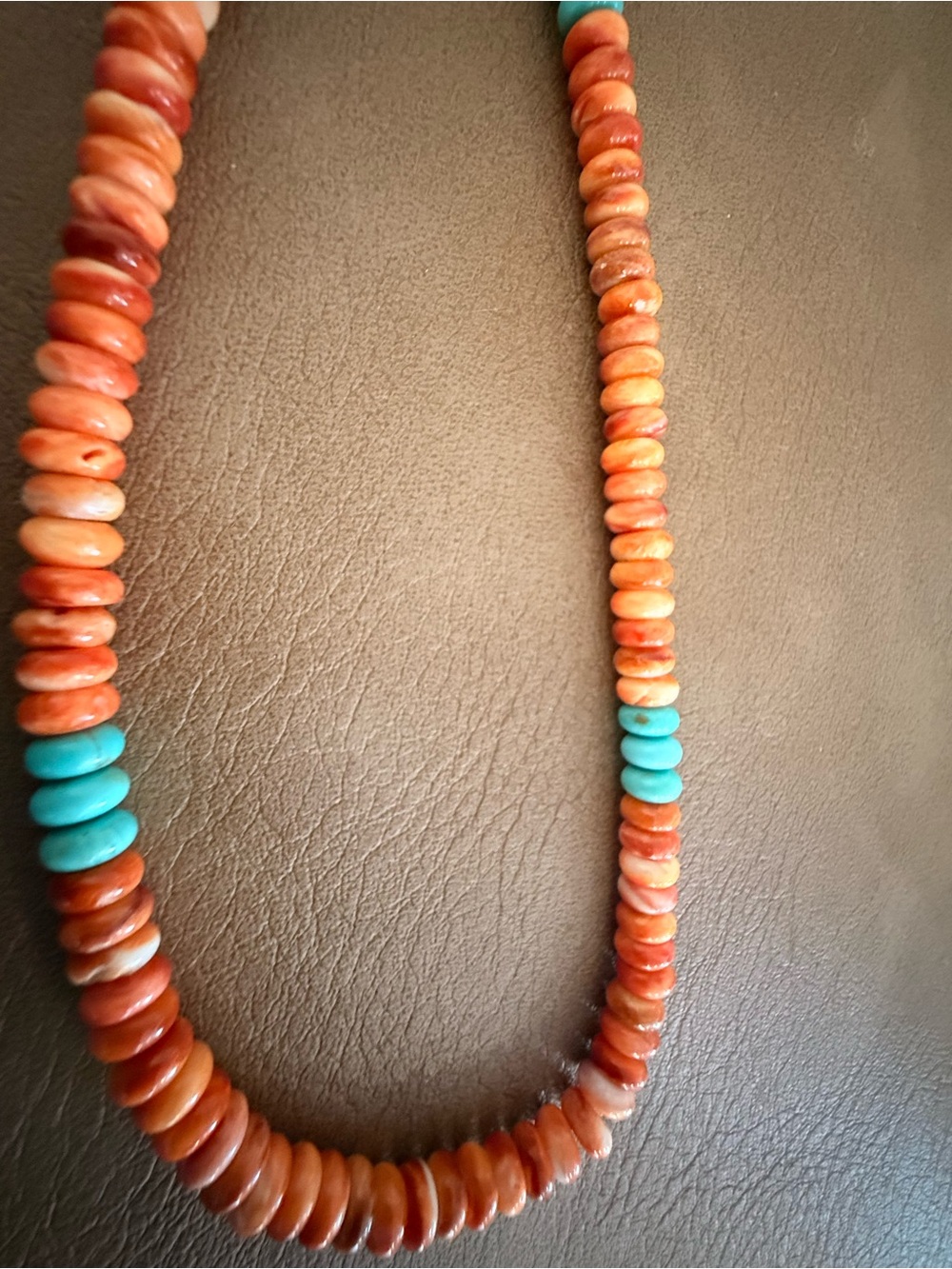 Spiny Oyster and Turquoise 19” necklace - Picture 4 of 4